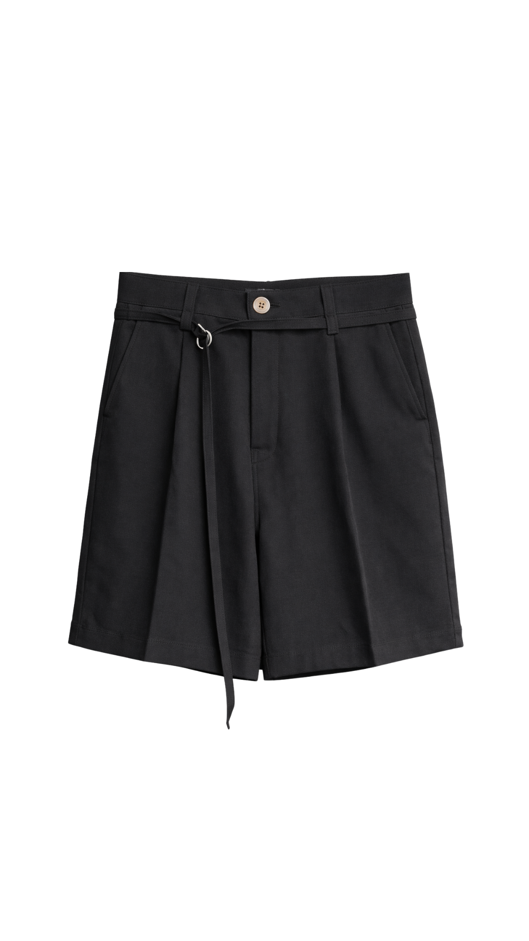 Pleated Tie-Belt Tailored Shorts