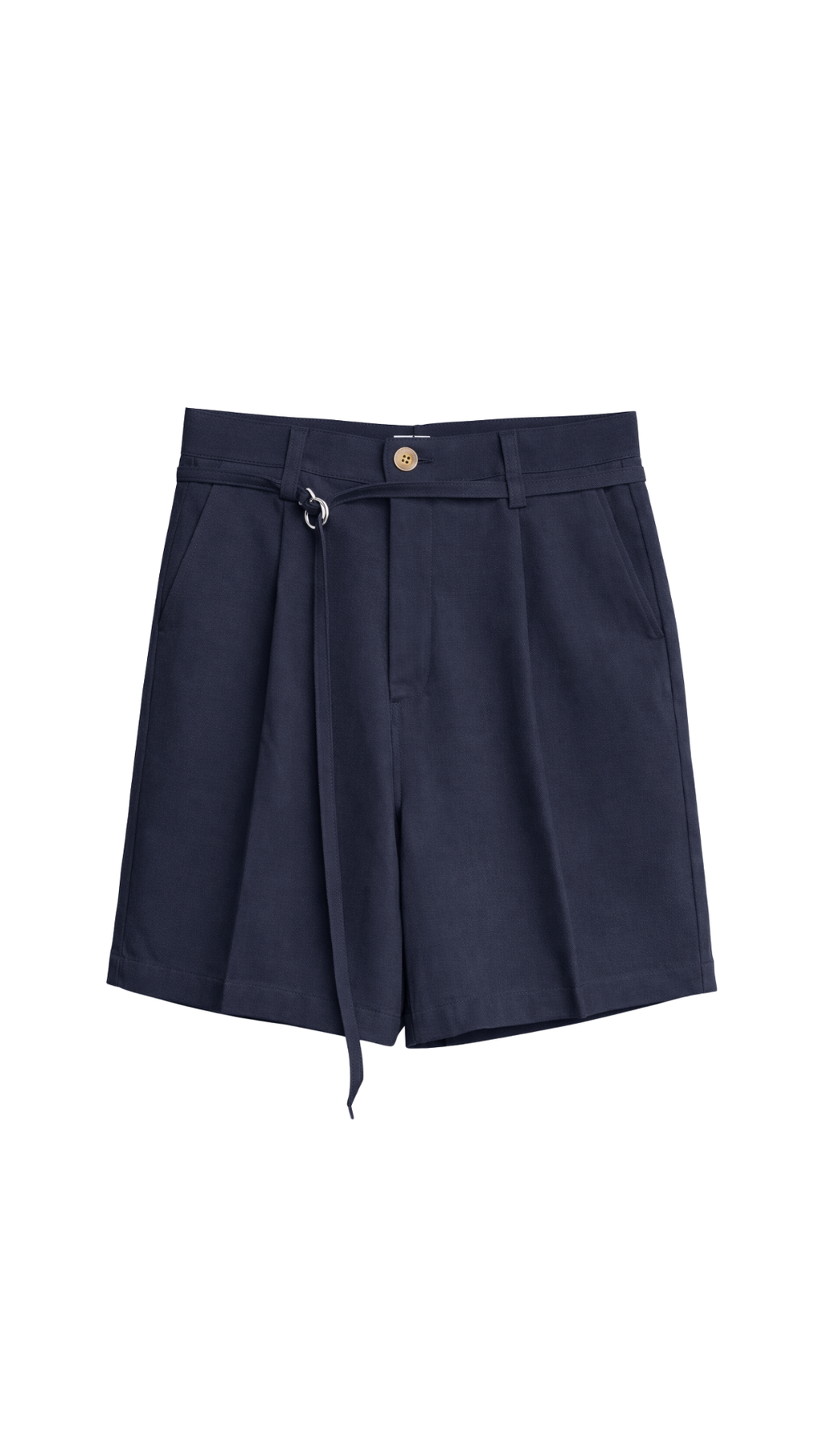 Pleated Tie-Belt Tailored Shorts