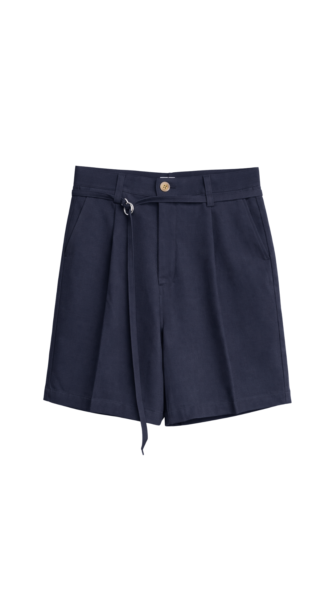 Pleated Tie-Belt Tailored Shorts