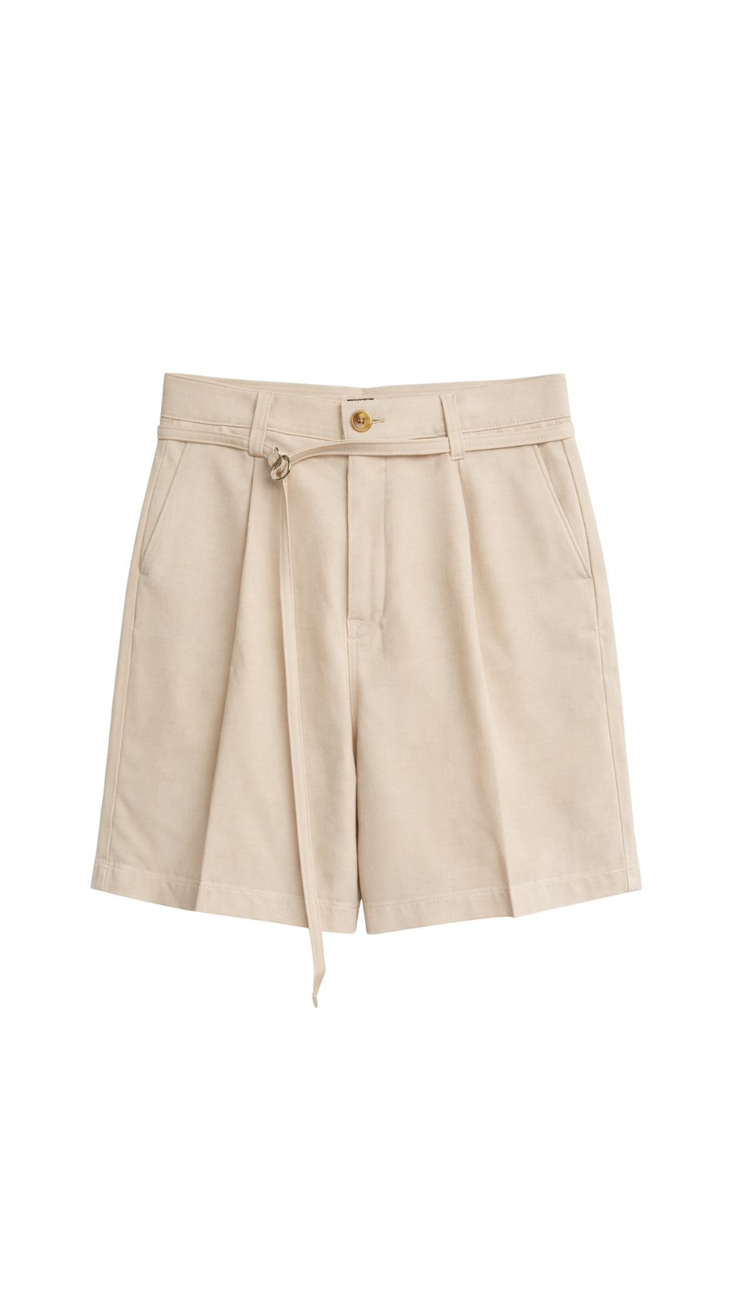 Pleated Tie-Belt Tailored Shorts