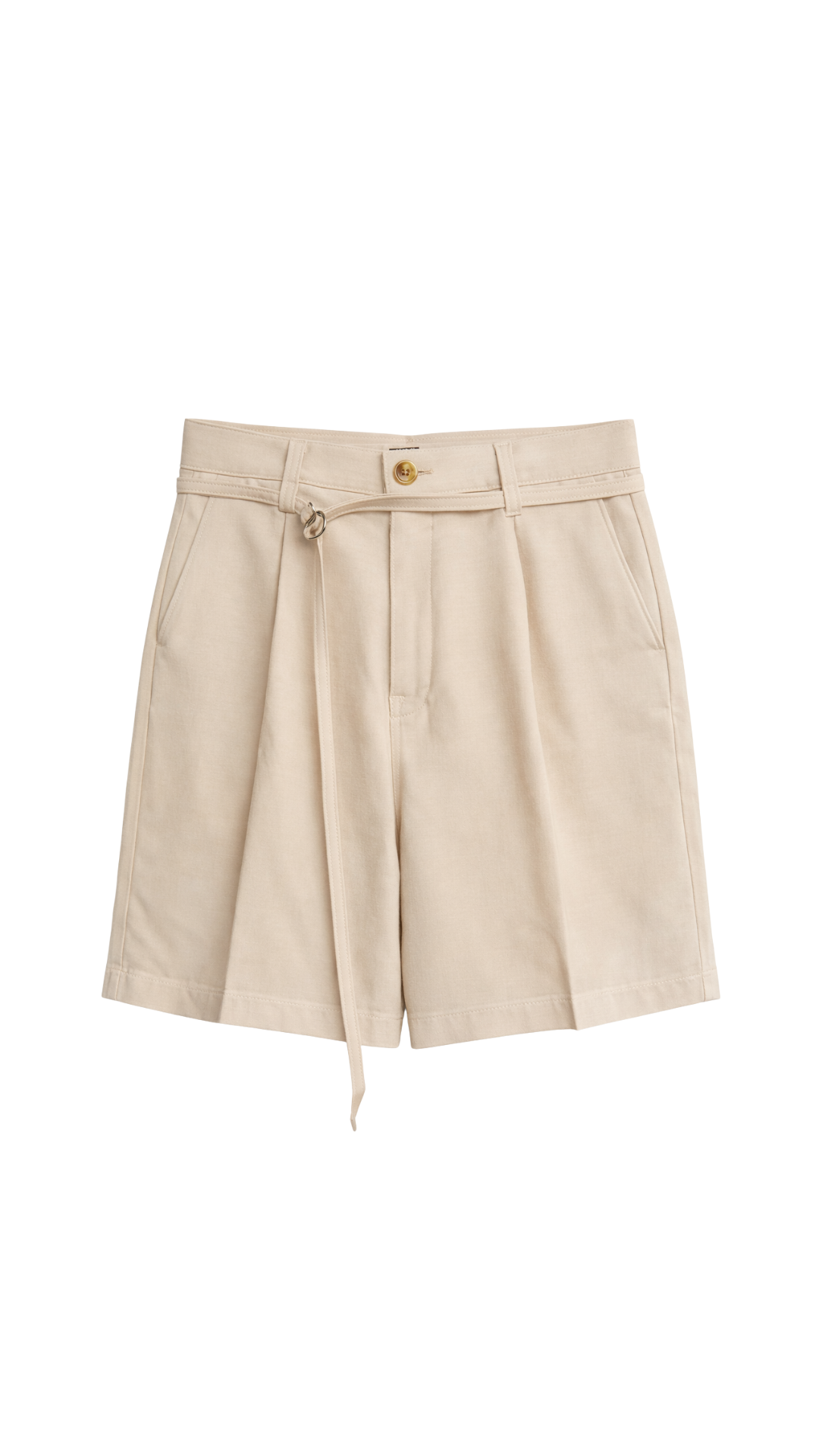 Pleated Tie-Belt Tailored Shorts