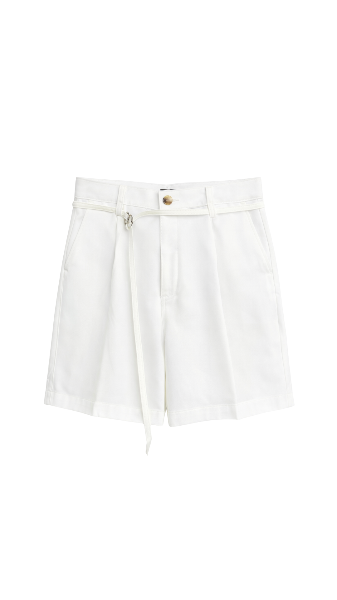 Pleated Tie-Belt Tailored Shorts