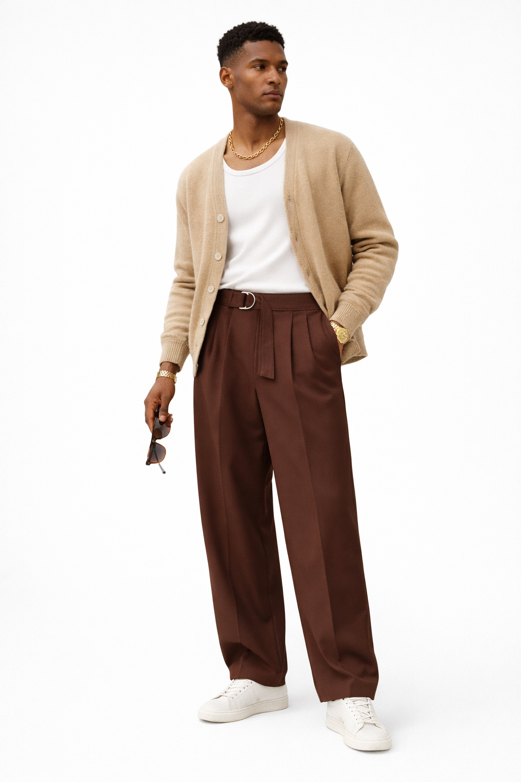 Brown Cocoa  Pleated Trousers
