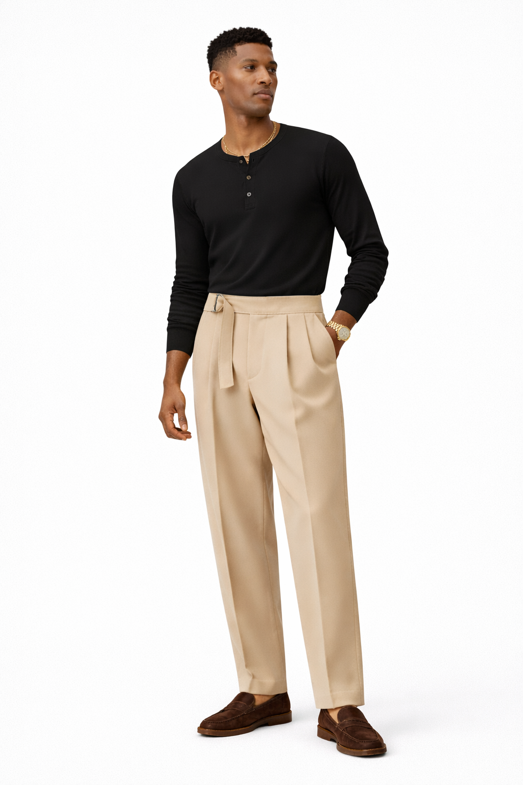 Brown Cocoa  Pleated Trousers