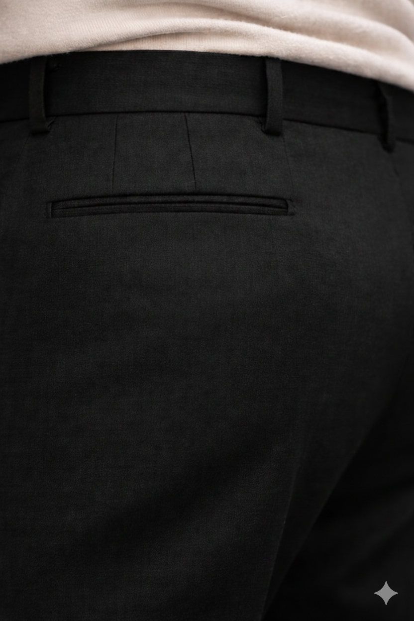 Dark Black Pleated Trousers